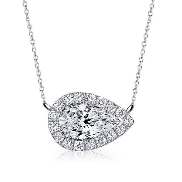 Pear Halo Necklace - 925 Sterling Silver - Simulated Diamond - Choose Your Length