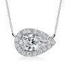 Pear Halo Necklace - 925 Sterling Silver - Simulated Diamond - Choose Your Length
