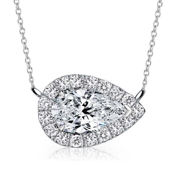 Pear Halo Necklace - 925 Sterling Silver - Simulated Diamond - Choose Your Length
