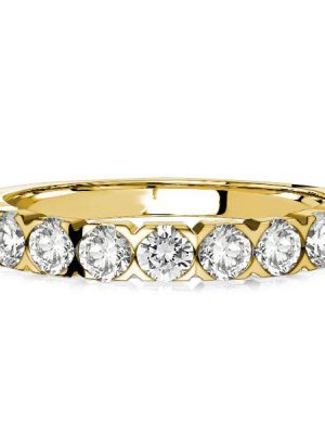 3mm Half Eternity Sterling Silver Wedding Band Ring - 0.90 CT. TW.