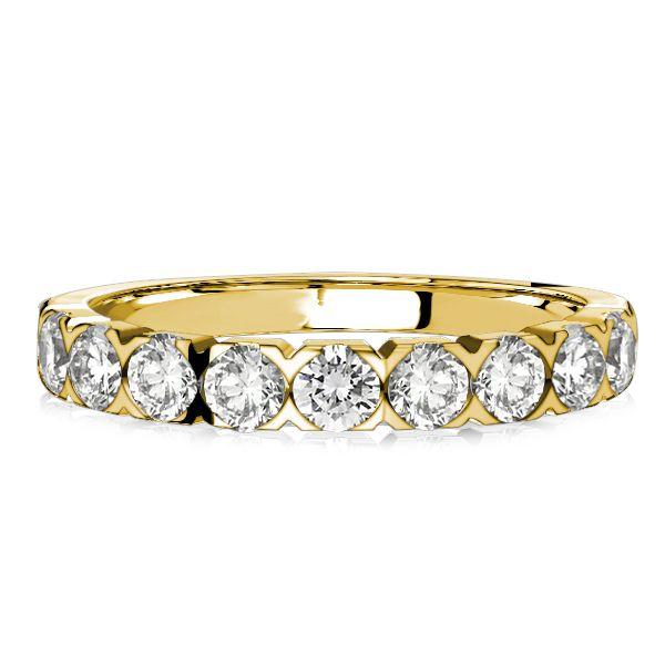 3mm Half Eternity Sterling Silver Wedding Band Ring - 0.90 CT. TW.