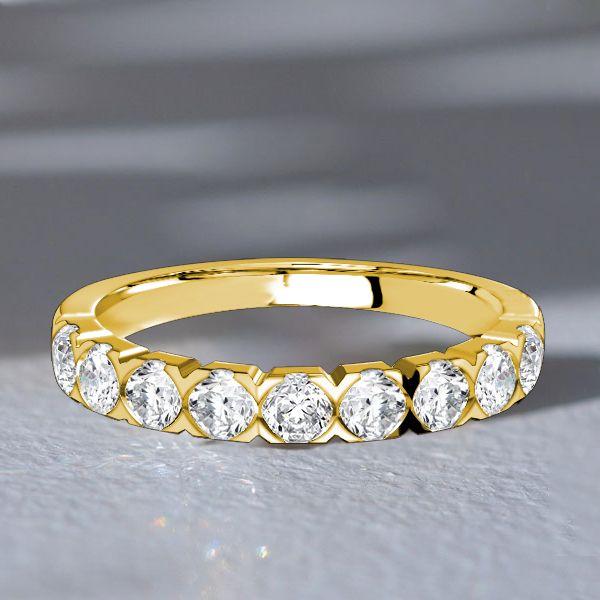 3mm Half Eternity Sterling Silver Wedding Band Ring - 0.90 CT. TW.