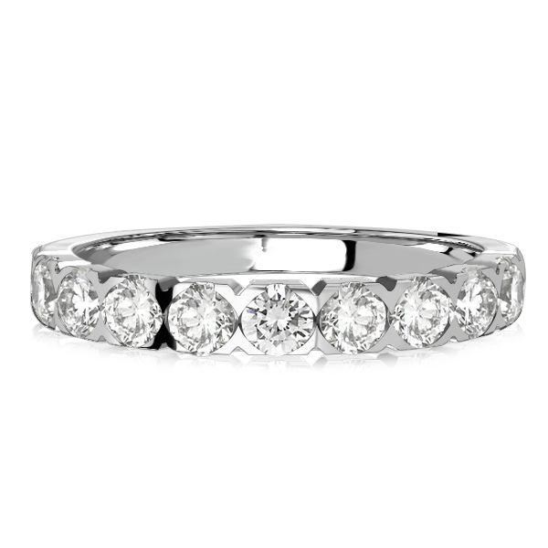 3mm Half Eternity Sterling Silver Wedding Band Ring - 0.90 CT. TW.