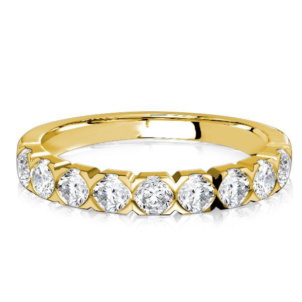 3mm Half Eternity Sterling Silver Wedding Band Ring - 0.90 CT. TW.