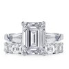 Three Stone Sterling Silver Eternity Bridal Ring Set - 9.10 CTW