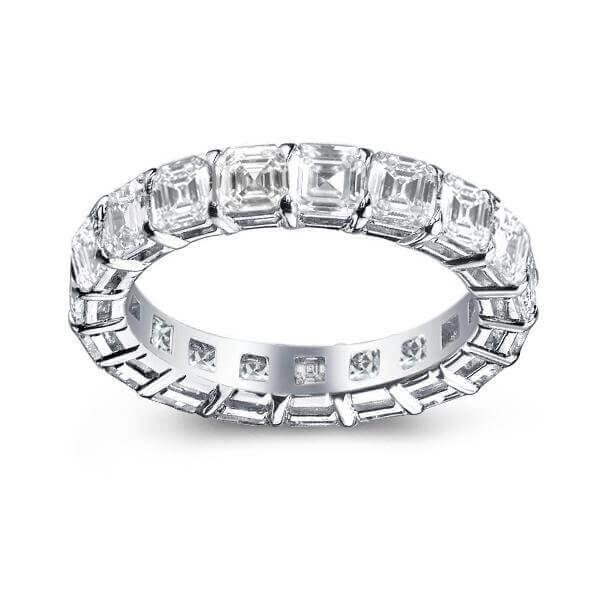 Three Stone Sterling Silver Eternity Bridal Ring Set - 9.10 CTW