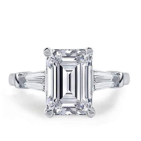 Three Stone Sterling Silver Eternity Bridal Ring Set - 9.10 CTW