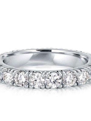 Sterling Silver Round CZ Eternity Wedding Band - Classic Design