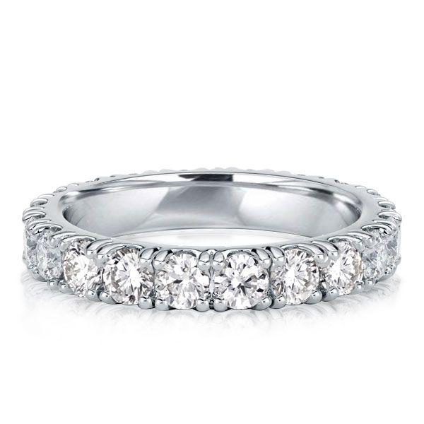 Sterling Silver Round CZ Eternity Wedding Band - Classic Design