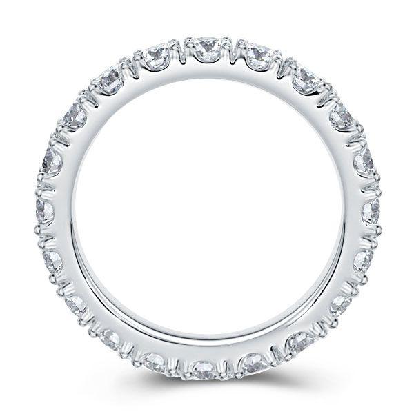 Sterling Silver Round CZ Eternity Wedding Band - Classic Design