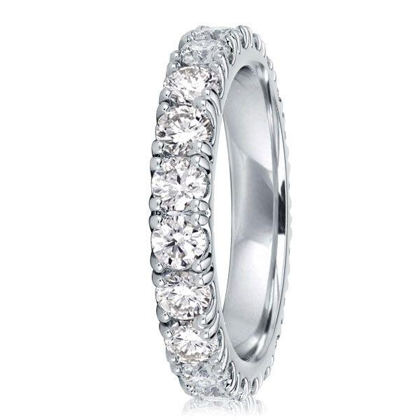 Sterling Silver Round CZ Eternity Wedding Band - Classic Design