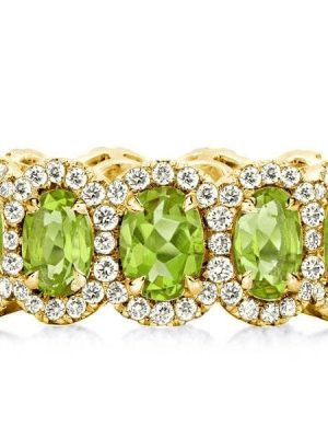 Peridot Wedding Band in 18K Gold Plated Sterling Silver | 6.63 CT. TW.