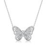 Dancing Butterfly White Sapphire Sterling Silver Pendant Necklace for Women