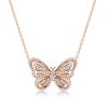Dancing Butterfly White Sapphire Sterling Silver Pendant Necklace for Women