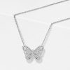Dancing Butterfly White Sapphire Sterling Silver Pendant Necklace for Women