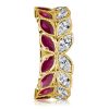 Ruby Ring Marquise Cut Vintage Leaf 18K Gold Plated Sterling Silver Wedding Band