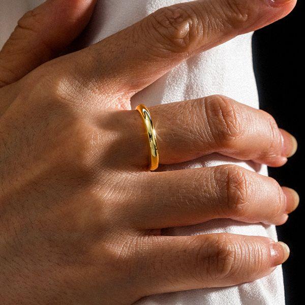 Vintage Style 3MM Wedding Band in 18K Gold Plated Sterling Silver