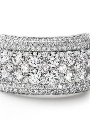 Sterling Silver Round Cut Pave Multi-Row Wedding Band for Women