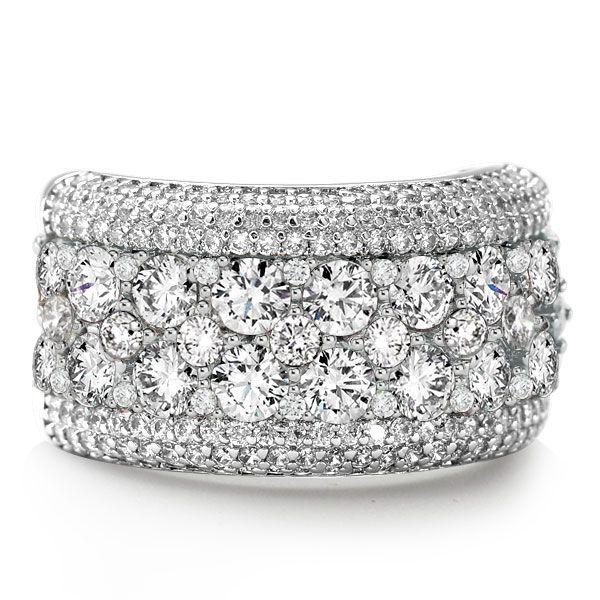 Sterling Silver Round Cut Pave Multi-Row Wedding Band for Women