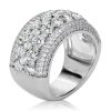 Sterling Silver Round Cut Pave Multi-Row Wedding Band for Women
