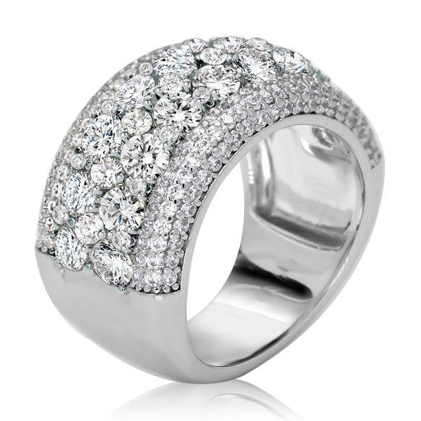 Sterling Silver Round Cut Pave Multi-Row Wedding Band for Women