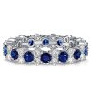 Blue Sapphire Eternity Ring - 925 Sterling Silver Round Cut Band