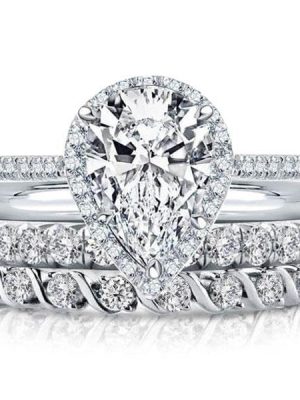 Pear Cut 2.5 CT Simulated Diamond Wedding Ring Set - 925 Sterling Silver