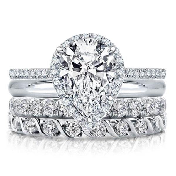 Pear Cut 2.5 CT Simulated Diamond Wedding Ring Set - 925 Sterling Silver