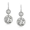Sterling Silver Round CZ Drop Earrings - Classic Leverback Design