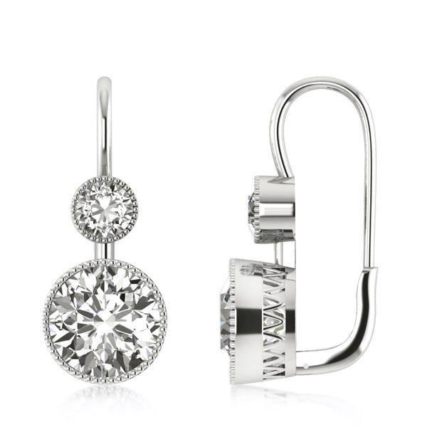 Sterling Silver Round CZ Drop Earrings - Classic Leverback Design