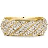 Sterling Silver Cable Half Eternity Wedding Band - White Round Sculpted Design