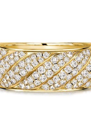 Sterling Silver Cable Half Eternity Wedding Band - White Round Sculpted Design