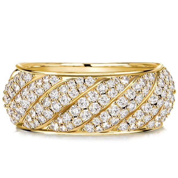 Sterling Silver Cable Half Eternity Wedding Band - White Round Sculpted Design