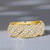 Sterling Silver Cable Half Eternity Wedding Band - White Round Sculpted Design