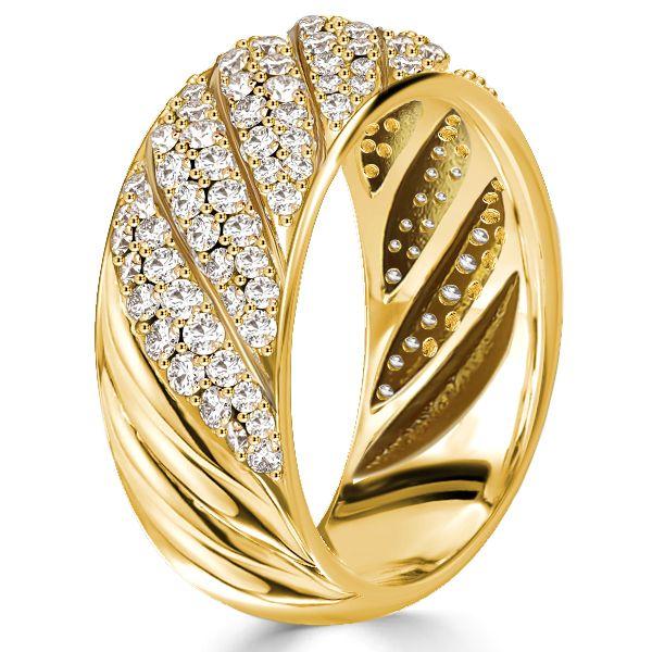 Sterling Silver Cable Half Eternity Wedding Band - White Round Sculpted Design
