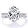 Oval Created White Sapphire Bridal Set - 925 Sterling Silver Wedding Rings
