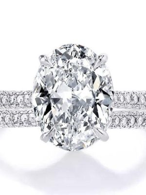 Oval Created White Sapphire Bridal Set - 925 Sterling Silver Wedding Rings