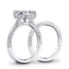 Oval Created White Sapphire Bridal Set - 925 Sterling Silver Wedding Rings