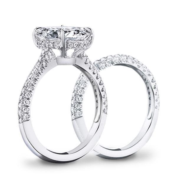 Oval Created White Sapphire Bridal Set - 925 Sterling Silver Wedding Rings
