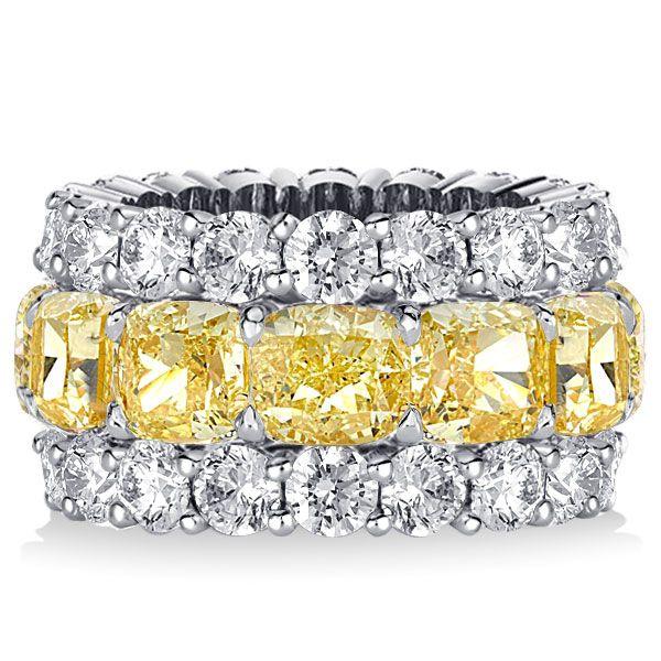 Yellow Topaz Sterling Silver Cushion Cut Eternity Band Ring (6.25 CT. TW.)