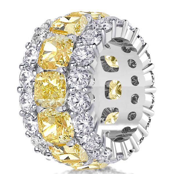 Yellow Topaz Sterling Silver Cushion Cut Eternity Band Ring (6.25 CT. TW.)