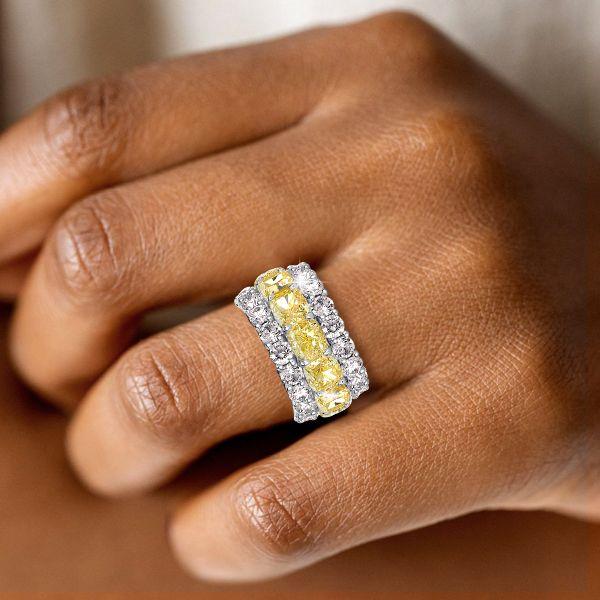 Yellow Topaz Sterling Silver Cushion Cut Eternity Band Ring (6.25 CT. TW.)