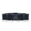 Black Cushion Cut Half Eternity Wedding Band in 925 Sterling Silver with 3.00 CTW