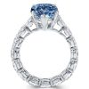 Pear Shaped Blue Topaz Eternity Wedding Ring in Rhodium-Plated Sterling Silver