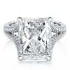 Radiant Cut Engagement Ring with Split Shank Setting, 14.22 CT. Total Weight, Sterling Silver