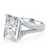 Radiant Cut Engagement Ring with Split Shank Setting, 14.22 CT. Total Weight, Sterling Silver