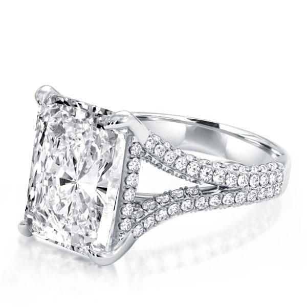 Radiant Cut Engagement Ring with Split Shank Setting, 14.22 CT. Total Weight, Sterling Silver