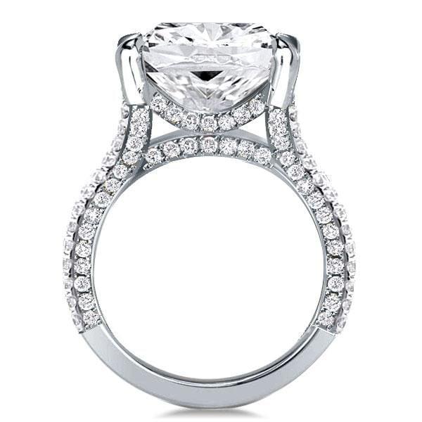 Radiant Cut Engagement Ring with Split Shank Setting, 14.22 CT. Total Weight, Sterling Silver