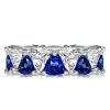 Blue & White Sapphire Triangle Eternity Band in Sterling Silver