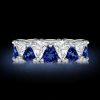 Blue & White Sapphire Triangle Eternity Band in Sterling Silver